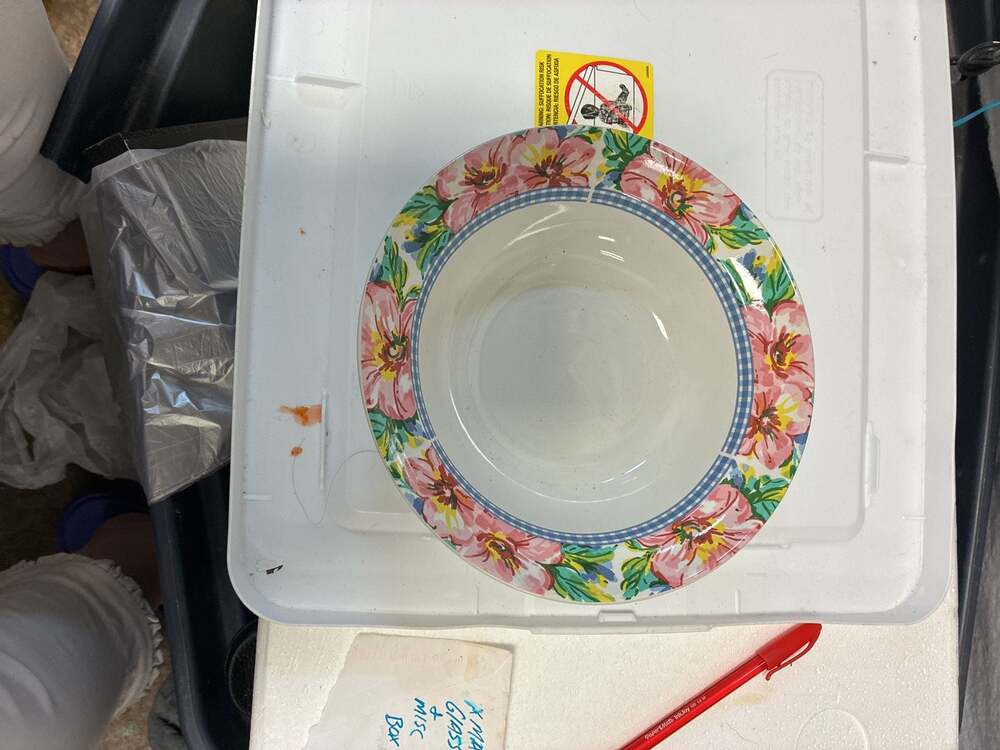 International Tableworks French Garden Stoneware Soup Cereal Bowl Pink Floral Pl